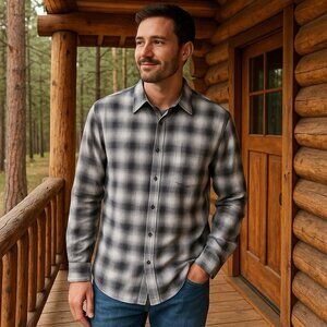 John Varvatos USA Plaid Lightweight Button Down Capsule Holiday Cabincore L